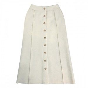 Chanel Skirt Long Apparel Clothes Ivory White Wool